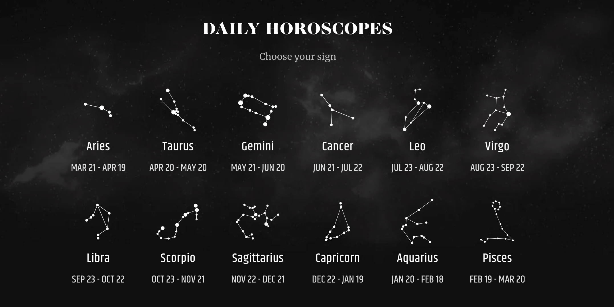 Daily horoscopes featuring all the Zodiac signs